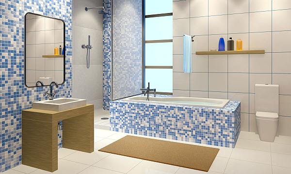 Błękitna mozaika w łazience